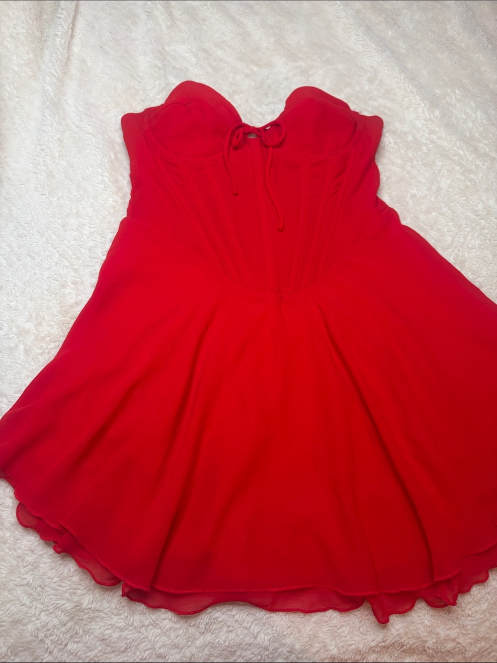 White Fox Boutique Strapless Red Sweetheart Fit & Flare Dress